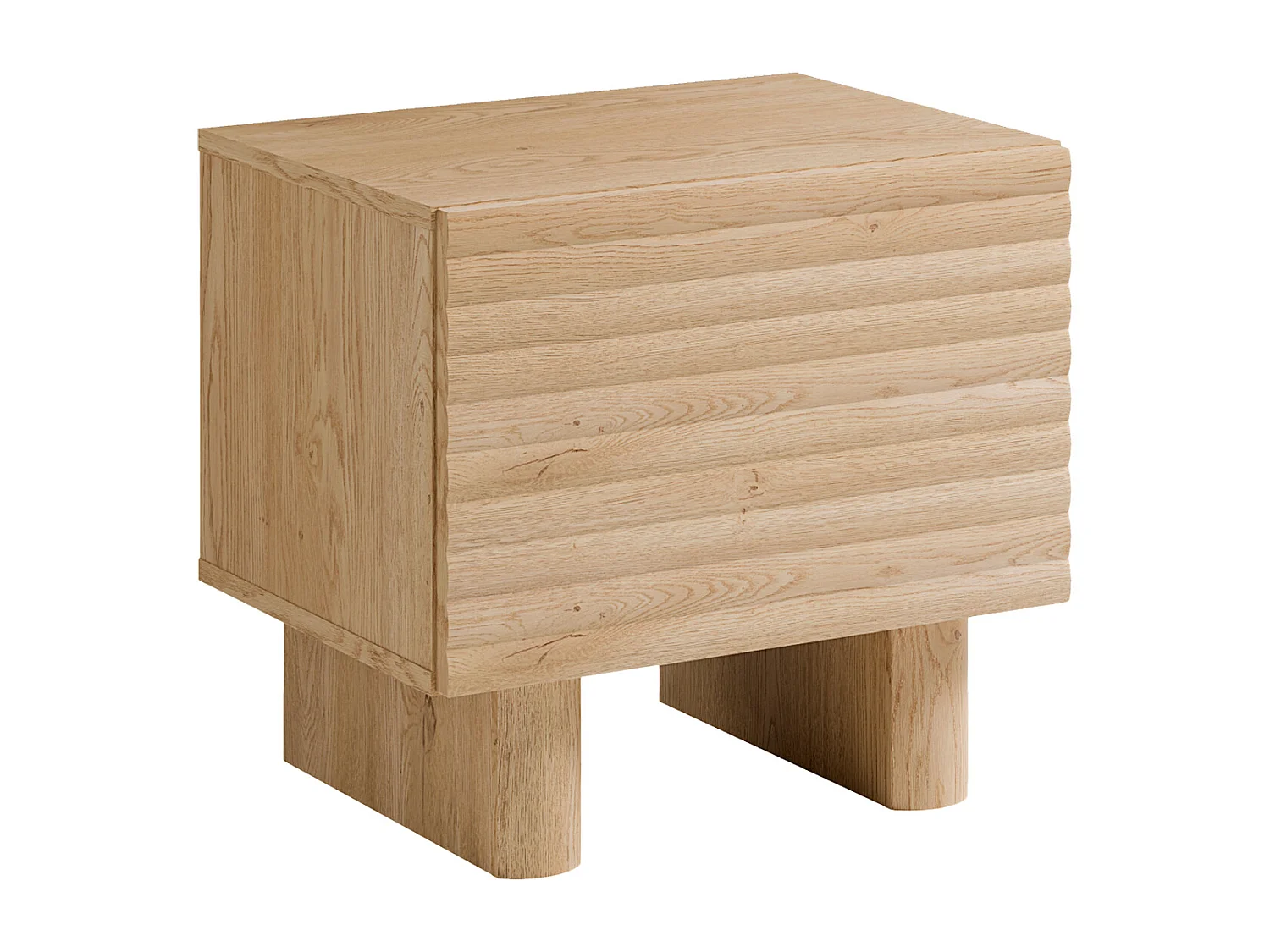 Table de chevet 1 porte - MDF - Coloris : Naturel - LUDIMA