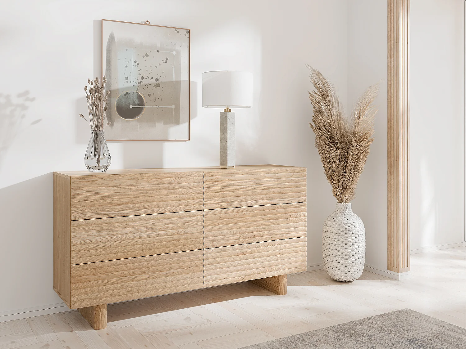 Commode 6 tiroirs - MDF - Coloris : Naturel - LUDIMA