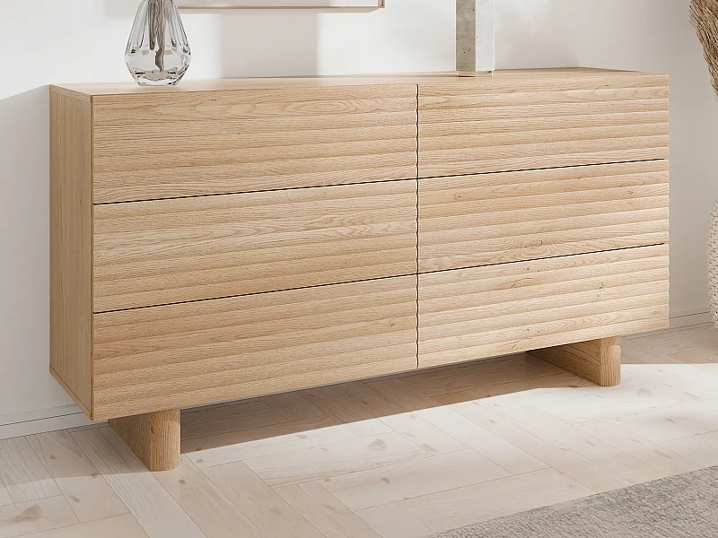 Commode 6 tiroirs - MDF - Coloris : Naturel - LUDIMA