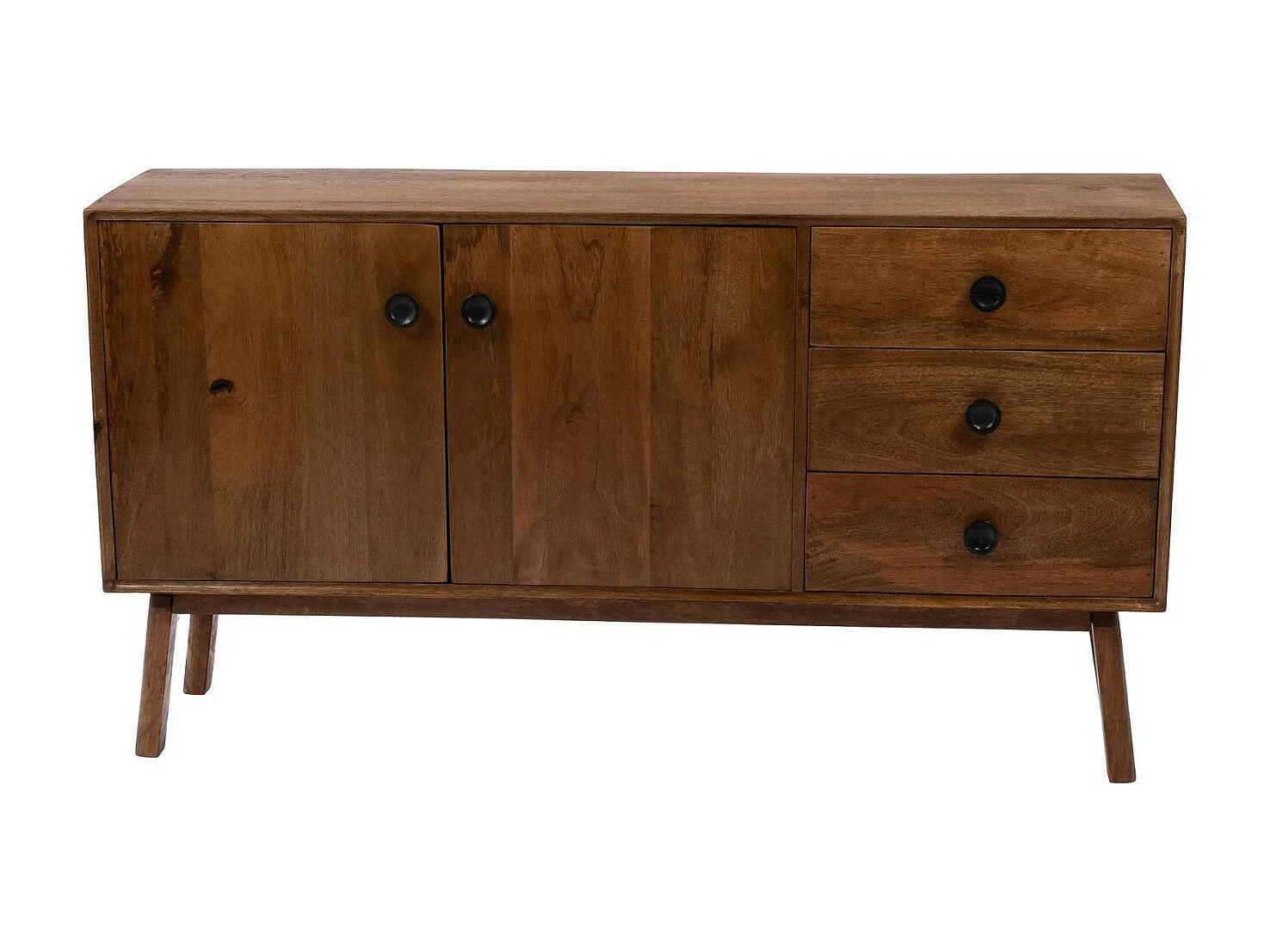 Buffet bas en manguier 2 portes 3 tiroirs L150 - GIL