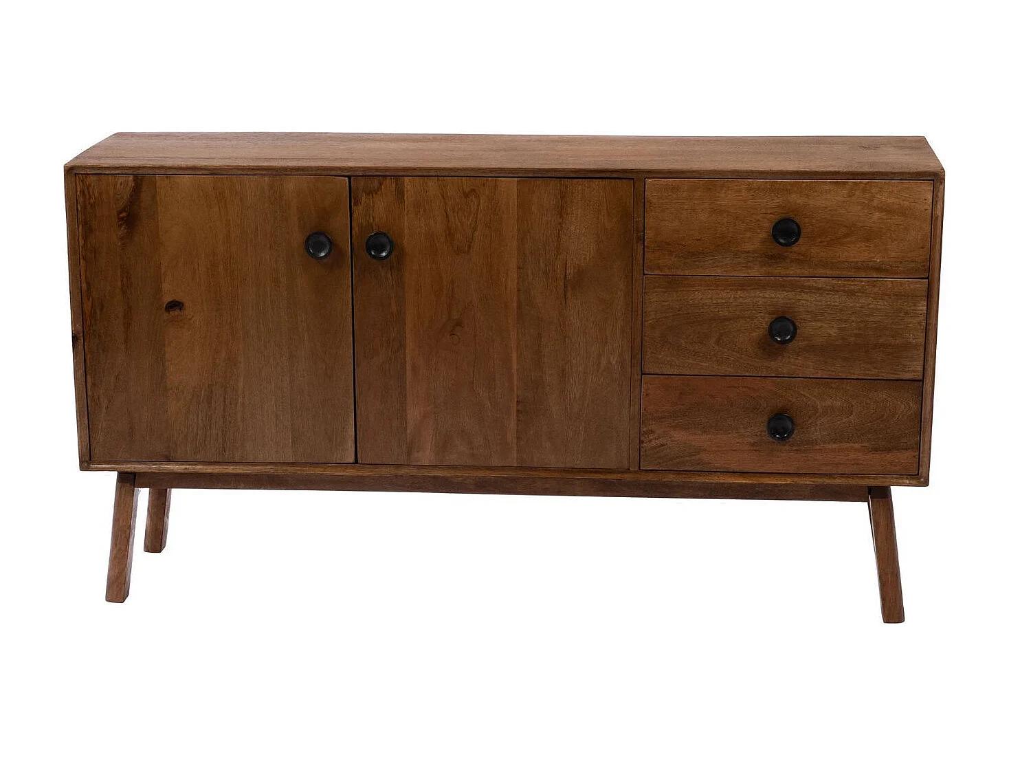 Buffet bas en manguier 2 portes 3 tiroirs L150 - GIL