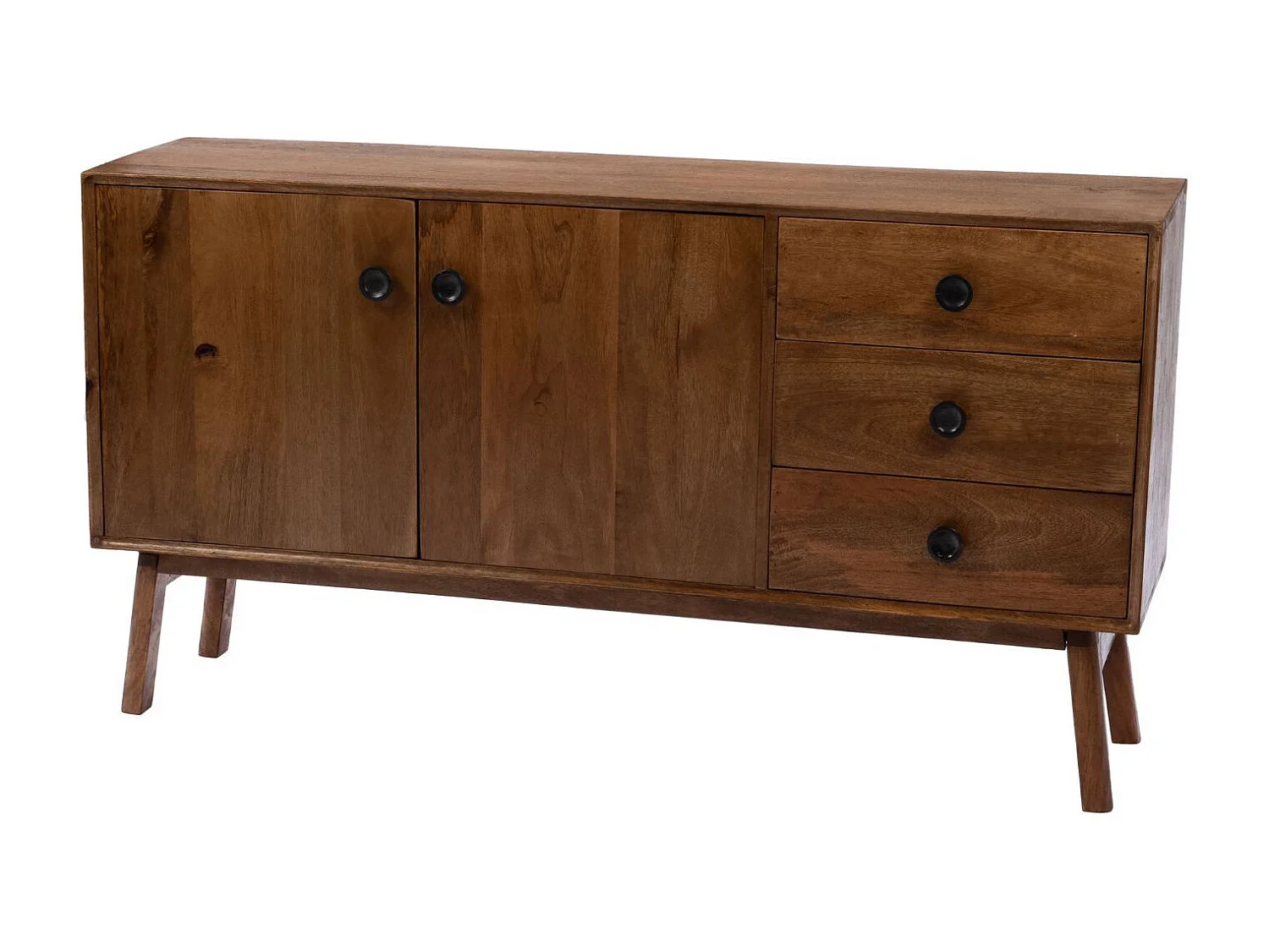 Buffet bas en manguier 2 portes 3 tiroirs L150 - GIL