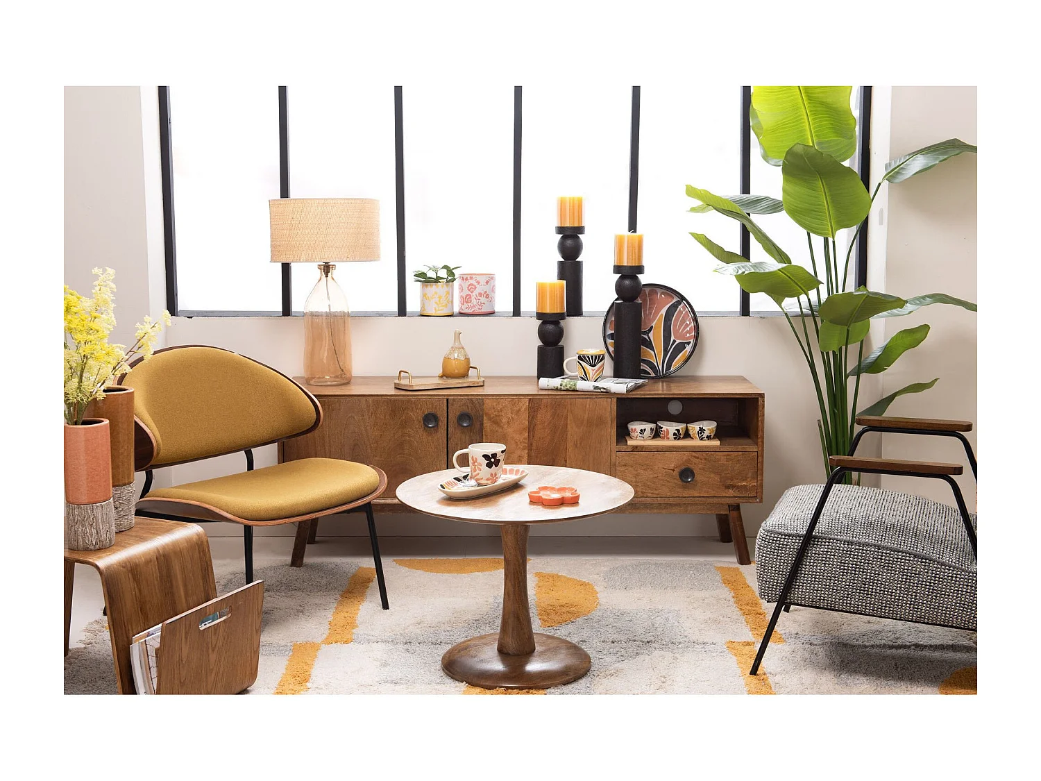 Meuble TV en manguier 2 portes 1 tiroir L150 - GIL