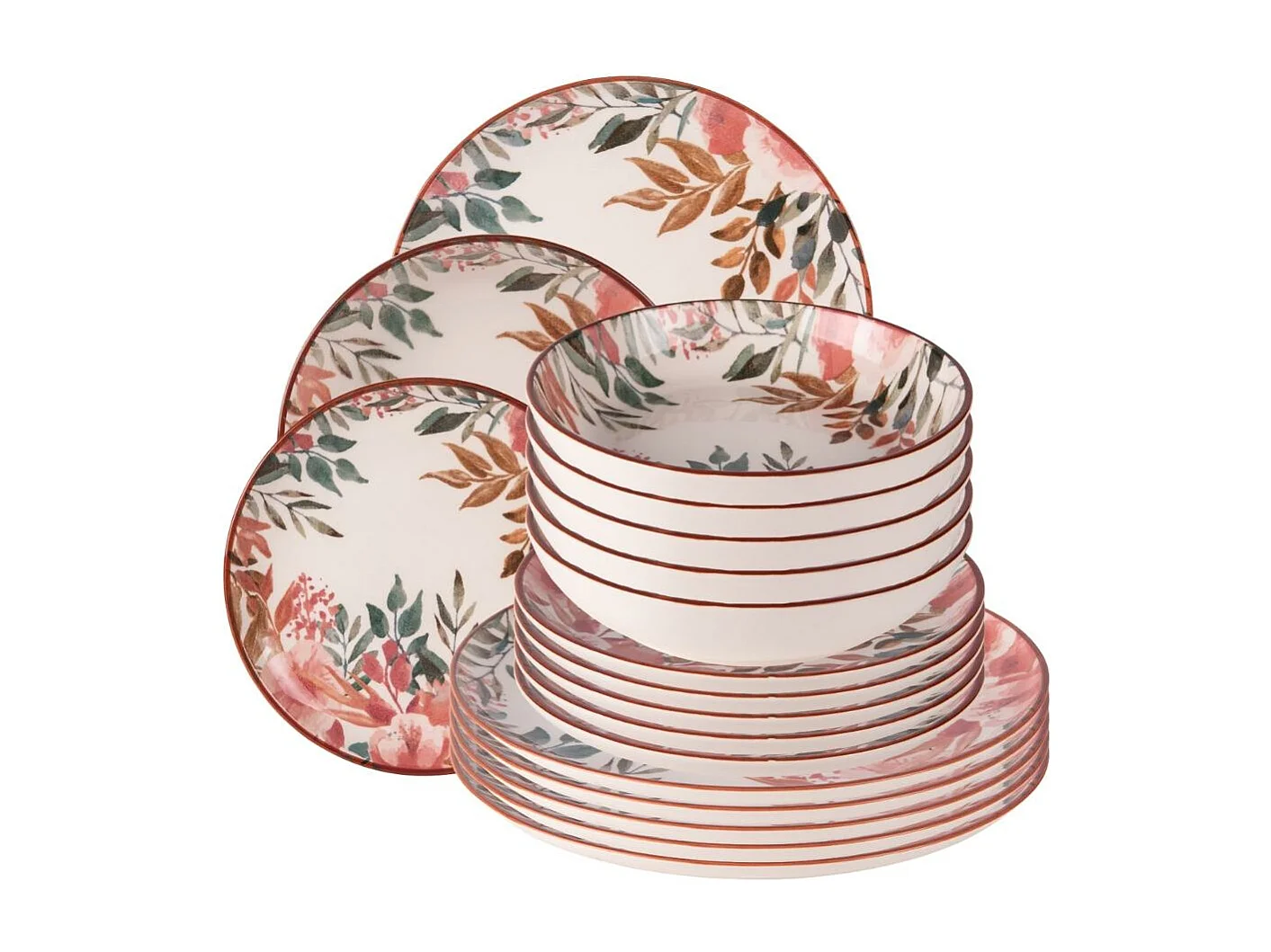 Service d'assiettes 18 pièces Pink Flor