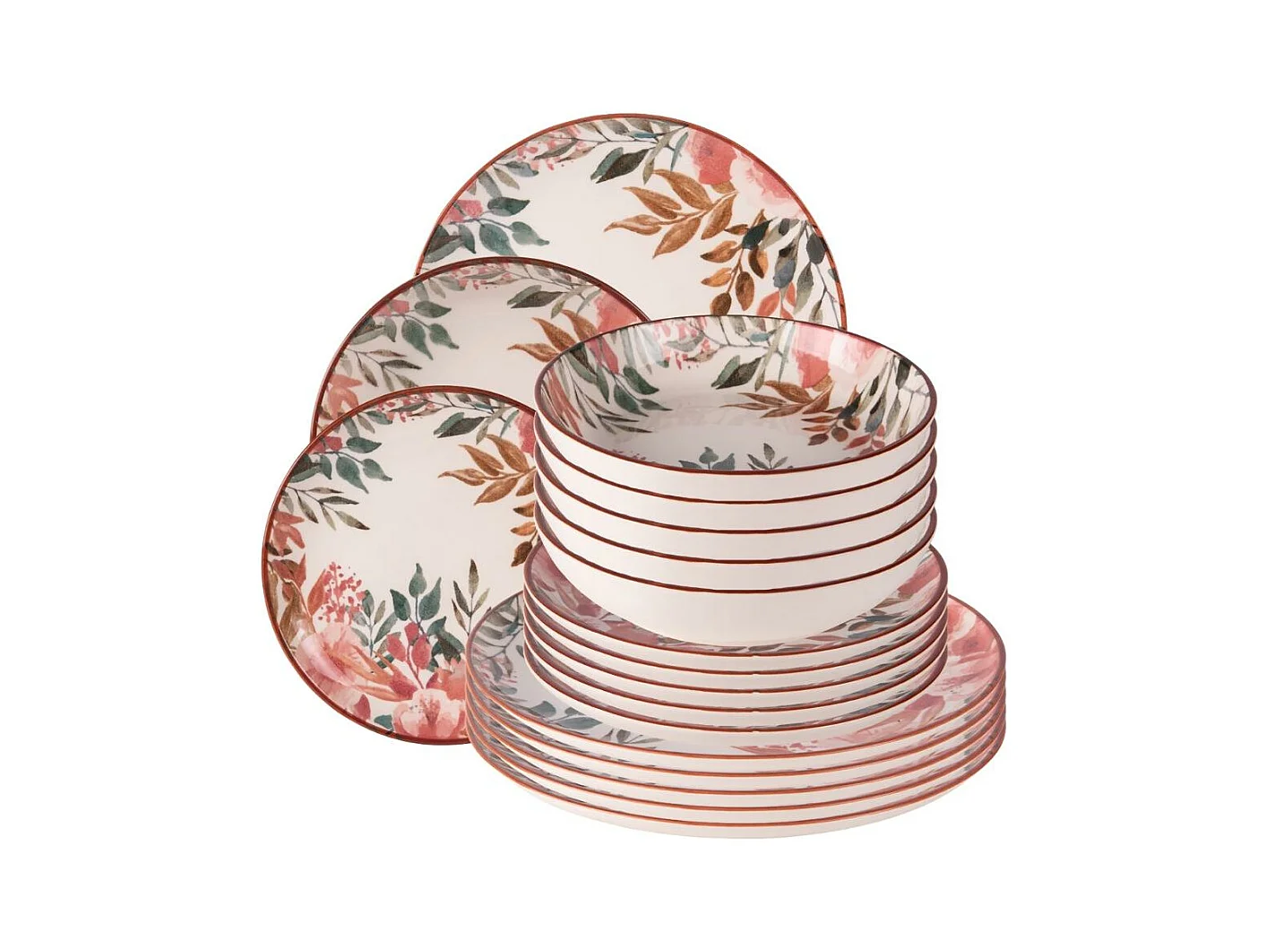 Service d'assiettes 18 pièces Pink Flor