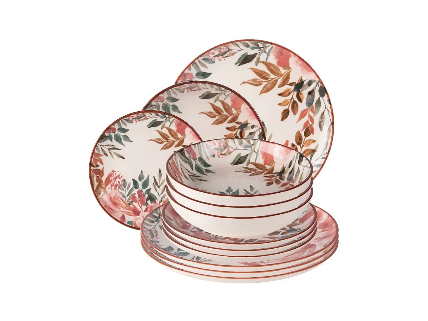 Service d'assiettes 12 pièces Pink Flor