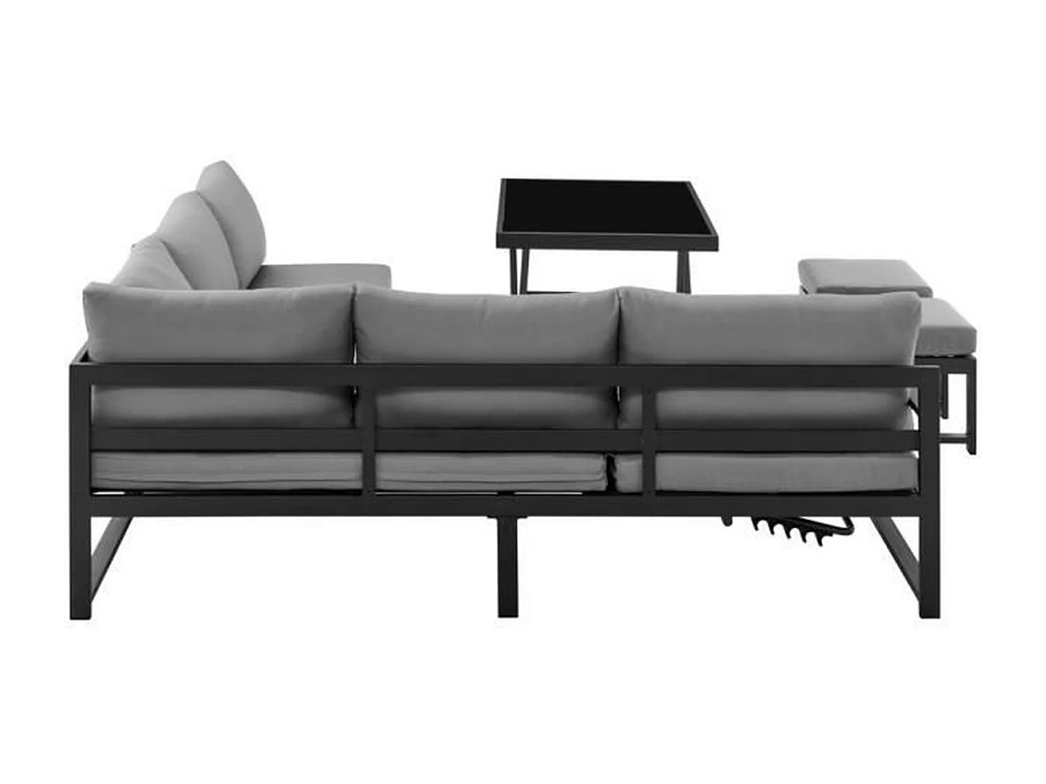 Mobili da giardino con struttura in alluminio con cuscini 7 persone hipu grigio