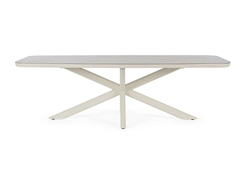 Table de jardin en pierre et métal L240 10 places - ISAIAH