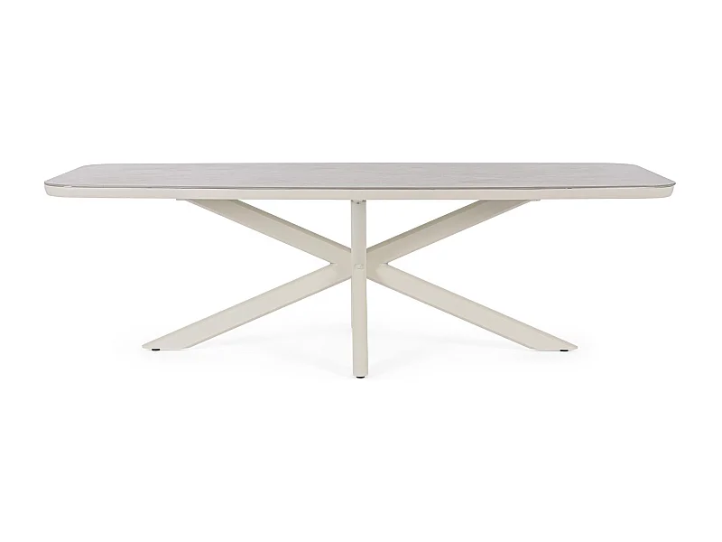 Table de jardin en pierre et métal L240 10 places - ISAIAH