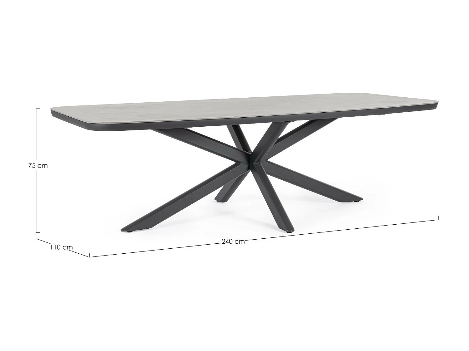 Table de jardin en pierre et métal L240 10 places - ISAIAH