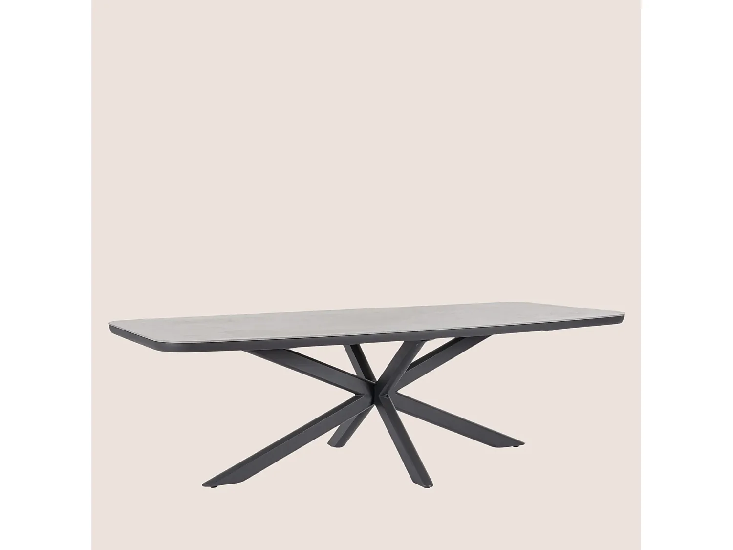 Table de jardin en pierre et métal L240 10 places - ISAIAH