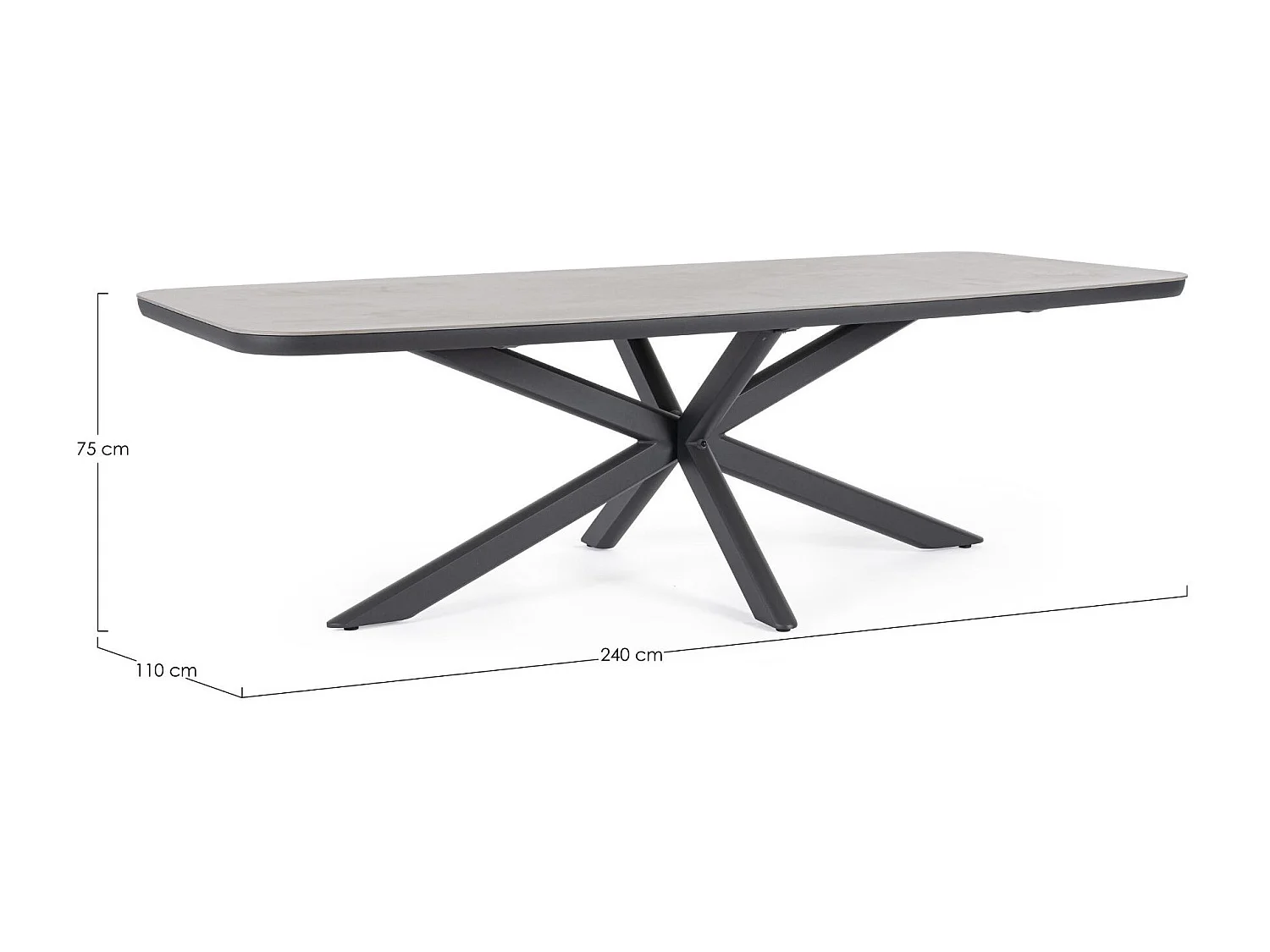 Table de jardin en pierre et métal L240 10 places - ISAIAH