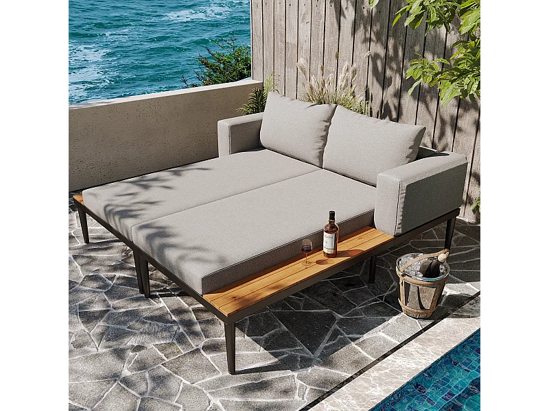 Espreguiçadeiras de exterior, camas de casal, sofás de terraço, cadeiras de praia duplas