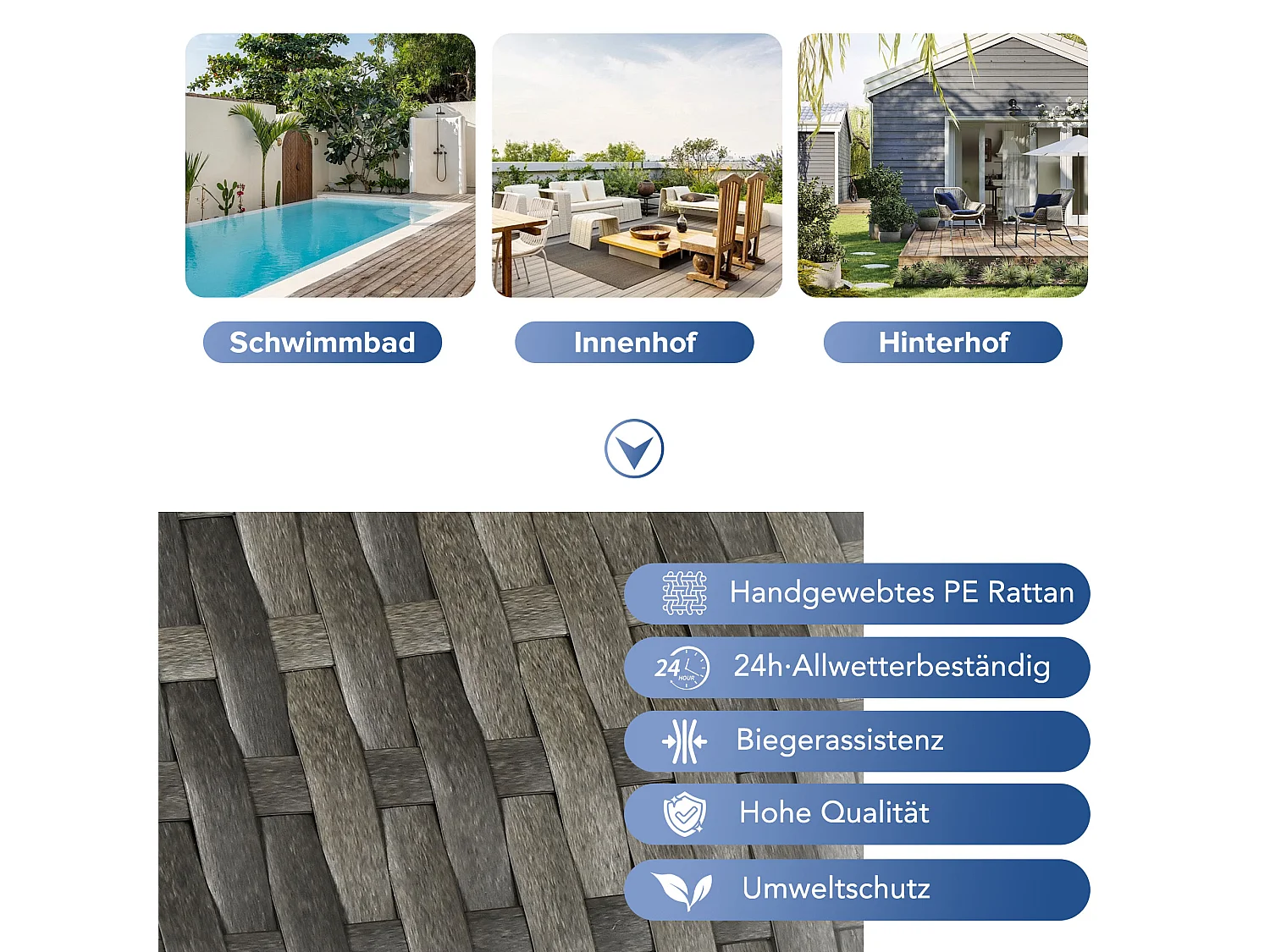 Sun island, salon de jardin, salon double, avec auvent réglable, avec 4 coussins et housse de coussin amovible, gris