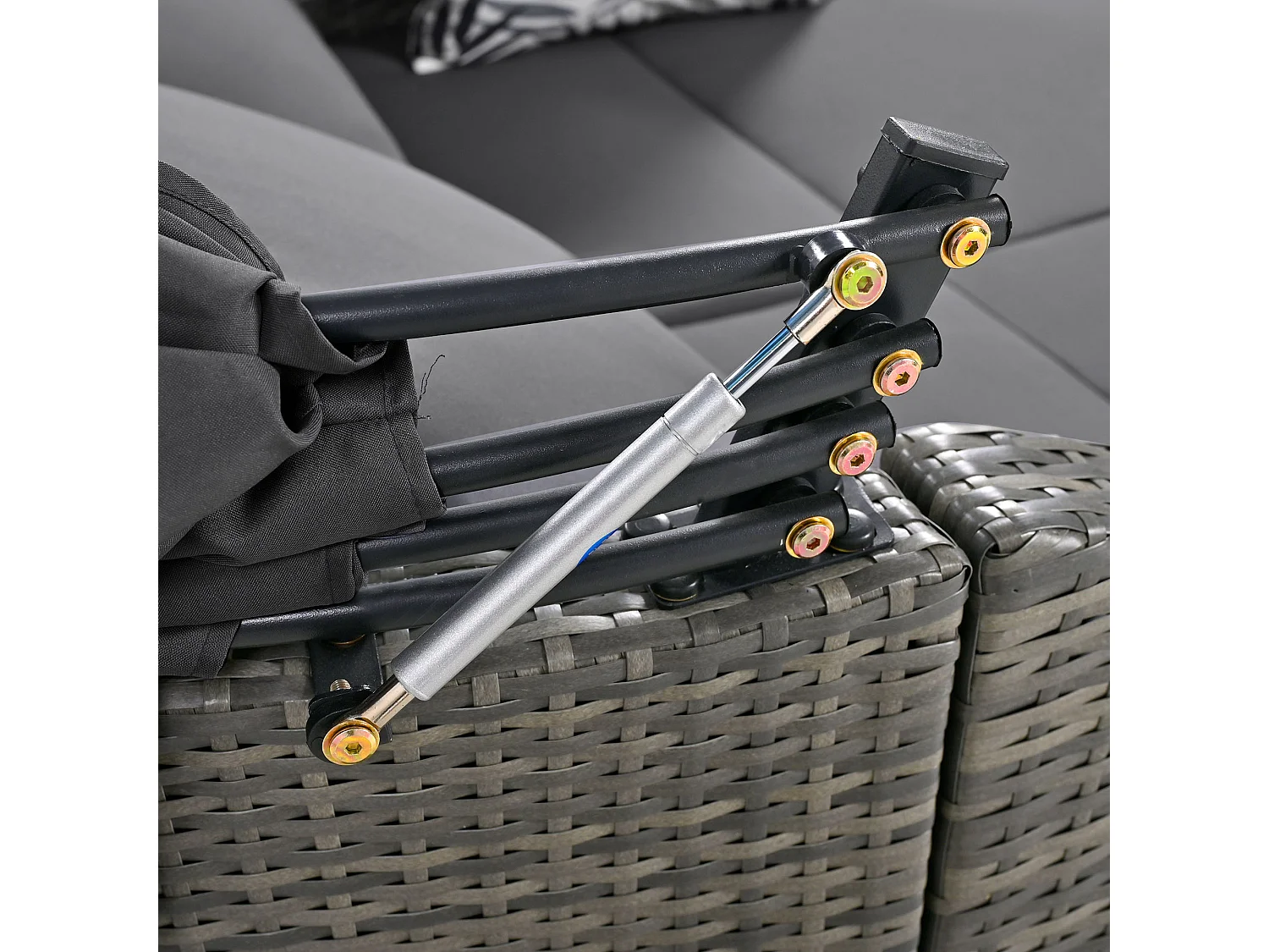 Sun island, salon de jardin, salon double, avec auvent réglable, avec 4 coussins et housse de coussin amovible, gris