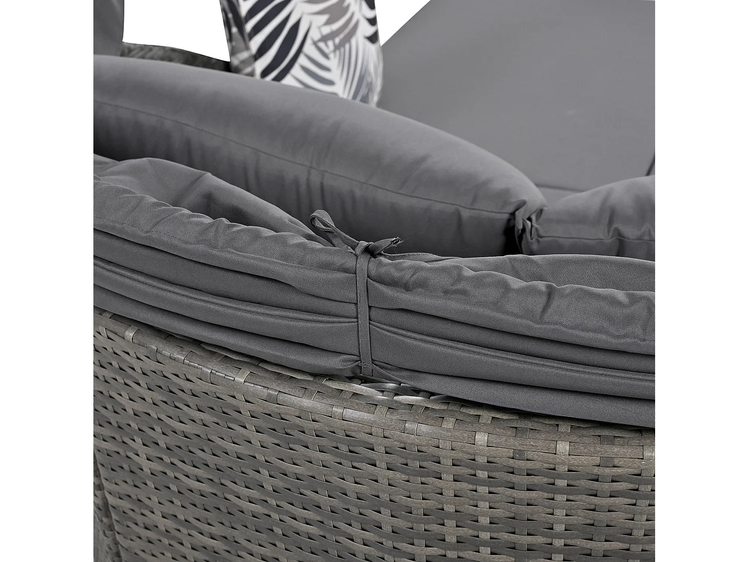 Sun island, salon de jardin, salon double, avec auvent réglable, avec 4 coussins et housse de coussin amovible, gris