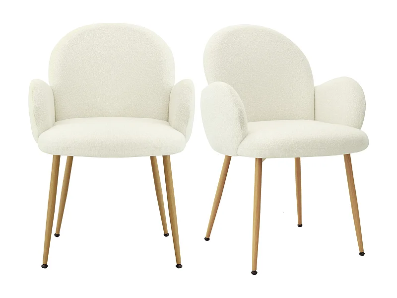 ALICE-Sedia in tessuto Cozy Ecru e acciaio legno (x2)