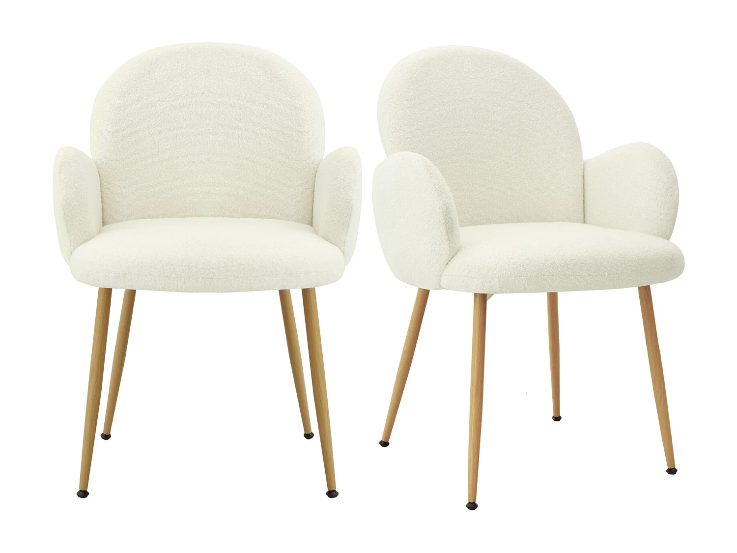 ALICE-Sedia in tessuto Cozy Ecru e acciaio legno (x2)