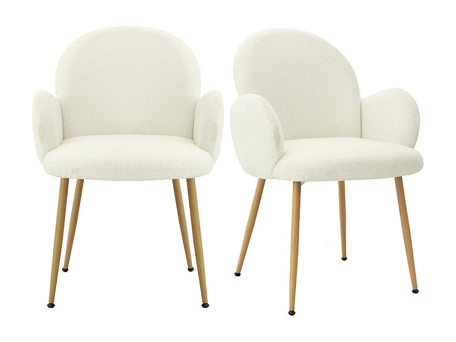 ALICE-Sedia in tessuto Cozy Ecru e acciaio legno (x2)