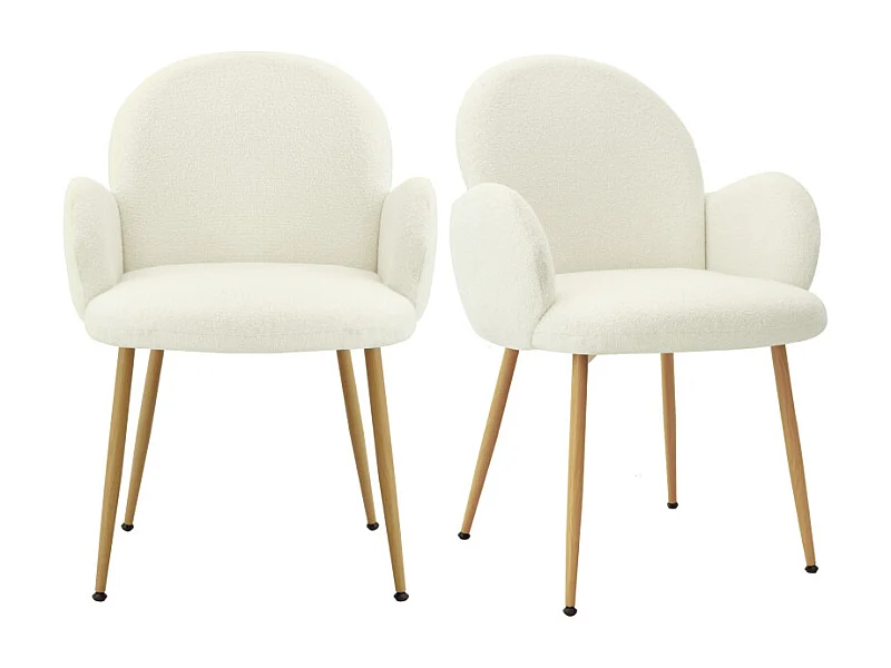 ALICE-Sedia in tessuto Cozy Ecru e acciaio legno (x2)