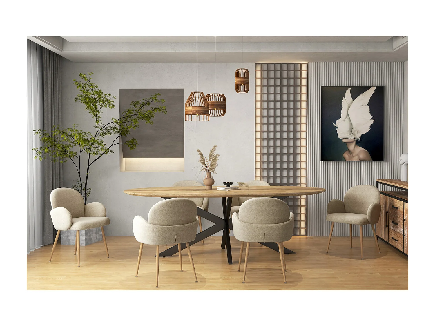 ALICE-Sedia in tessuto Cozy Mastic e acciaio legno (x2)