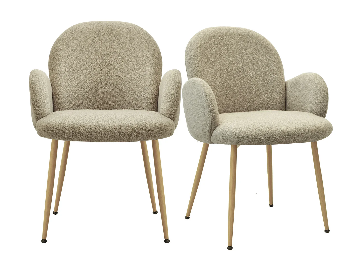 ALICE-Silla de tela rizada Mastic, metal efecto madera (x2)