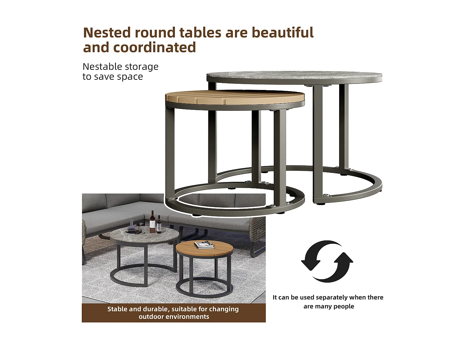 Gartenmöbel-Set für 6-7 Personen, Outdoor-Lounge-Set, Rattan-Handwerk, verstellbare Beine, mit Sitz- und Rückenkissen, grau