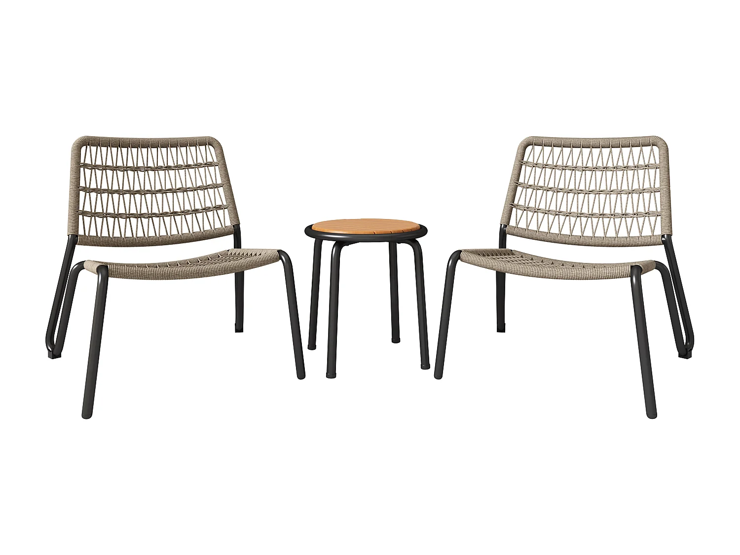 Ensemble de mobilier d'extérieur 3 pièces, mobilier de balcon, 2 chaises + 1 petite table, beige