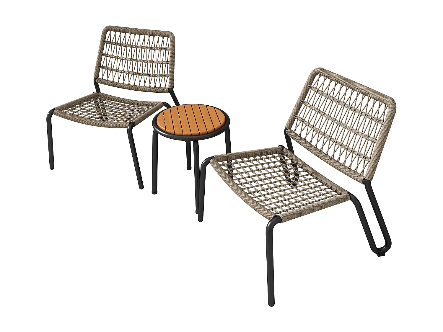 Ensemble de mobilier d'extérieur 3 pièces, mobilier de balcon, 2 chaises + 1 petite table, beige