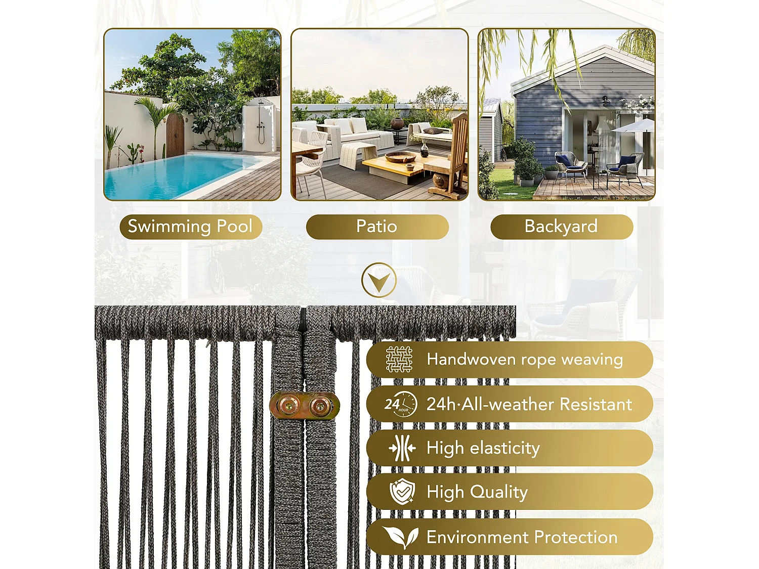 Salon de jardin, ensemble de meubles de jardin, pieds réglables, lot de 5, avec coussins d'assise et de dossier