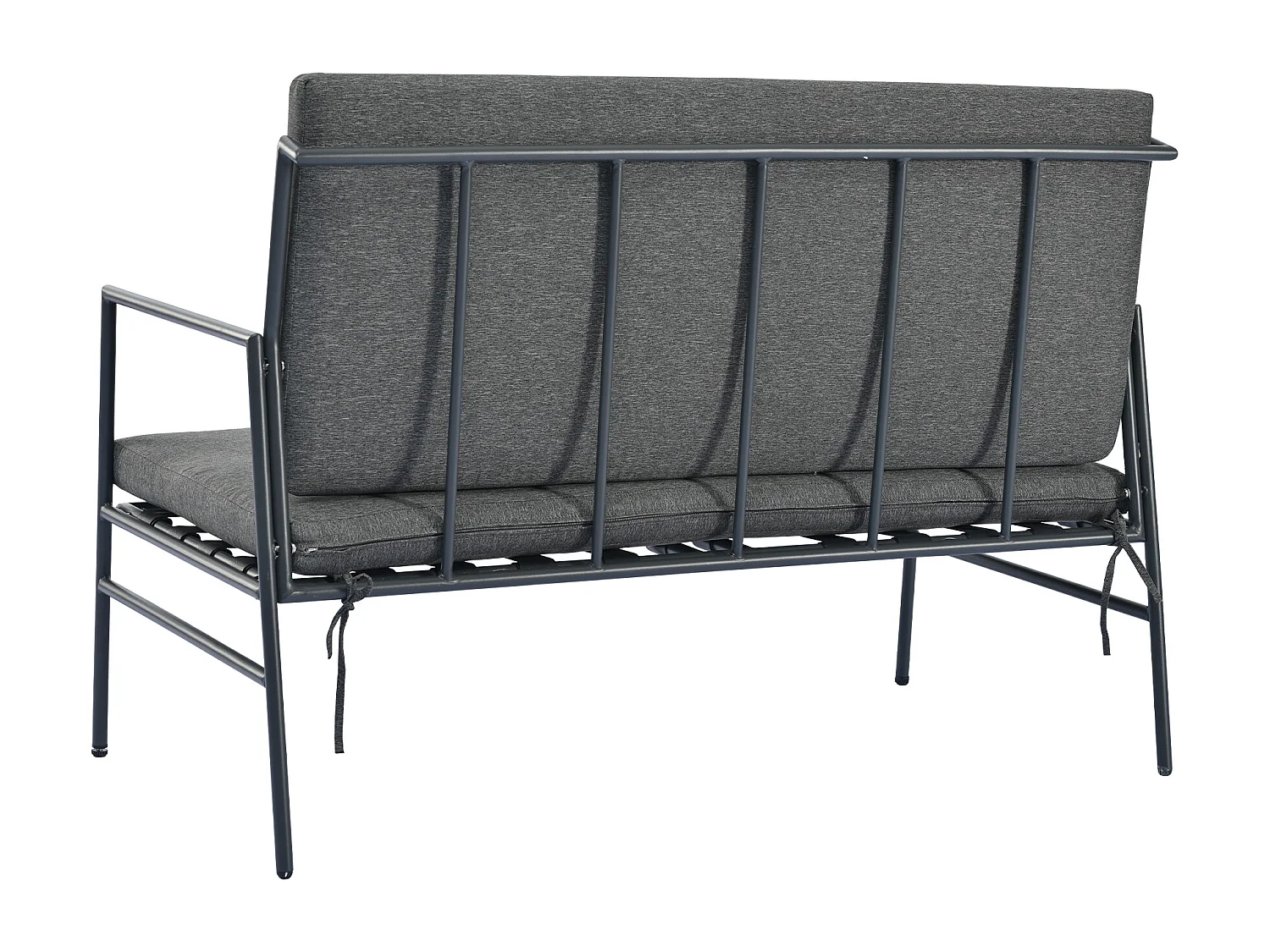 Ensemble de canapé d'extérieur 4 pièces, 4 places + 2 tables basses rondes, coussins amovibles et lavables, gris