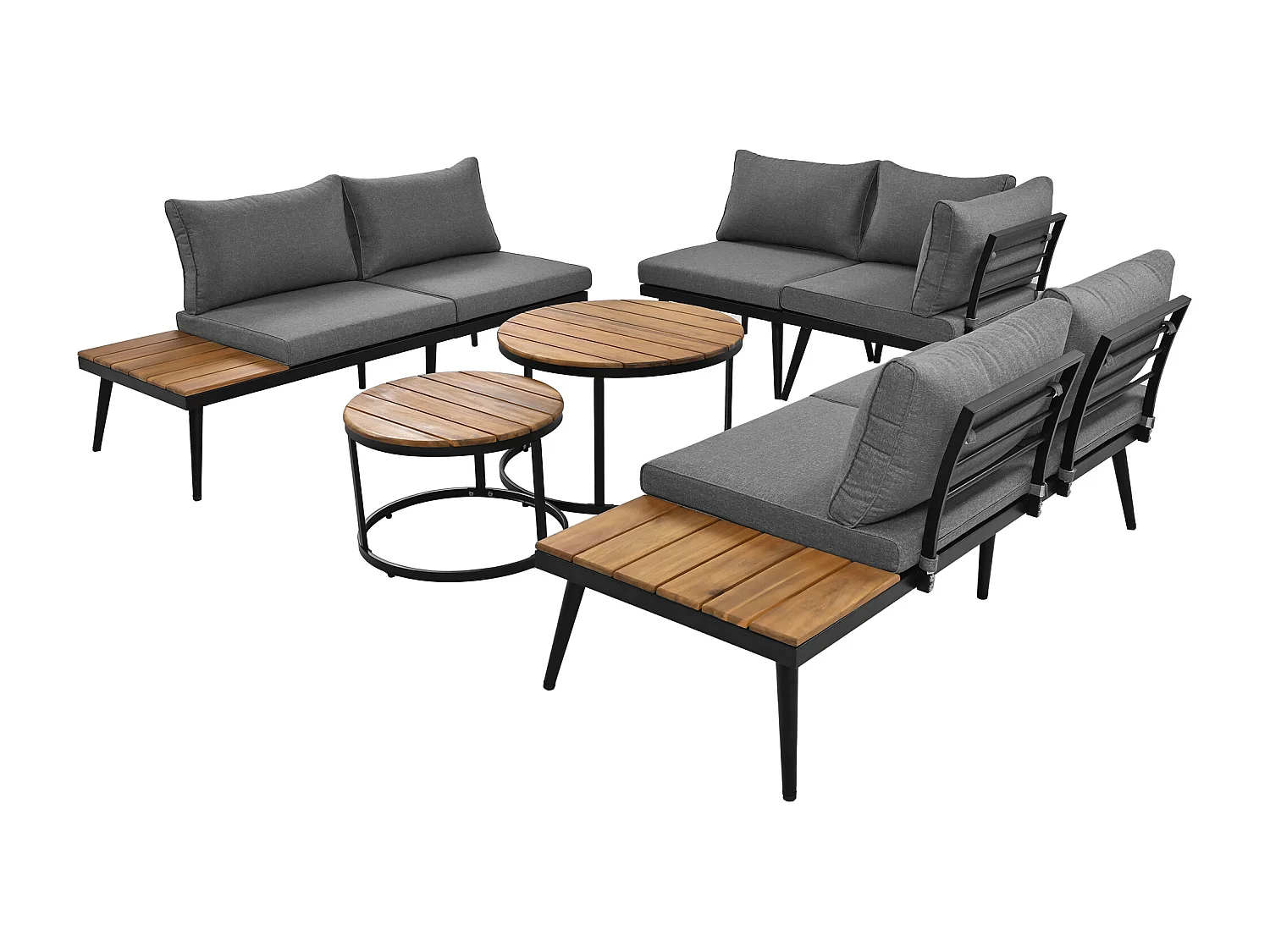 Set da giardino per 5-6 persone, mobili da giardino, terrazza balcone giardino interno esterno, set da pranzo 6 pezzi, (2x divano, 2x poltrone singole, 2x tavolo)