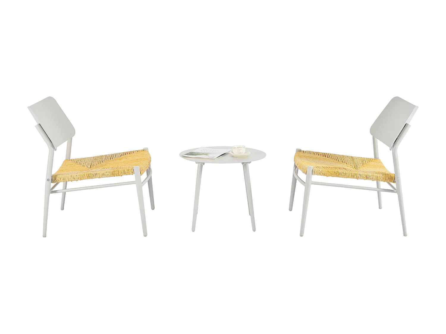 Ensemble de meubles de balcon en aluminium 3 pièces, mobilier d'extérieur, rotin PE, beige