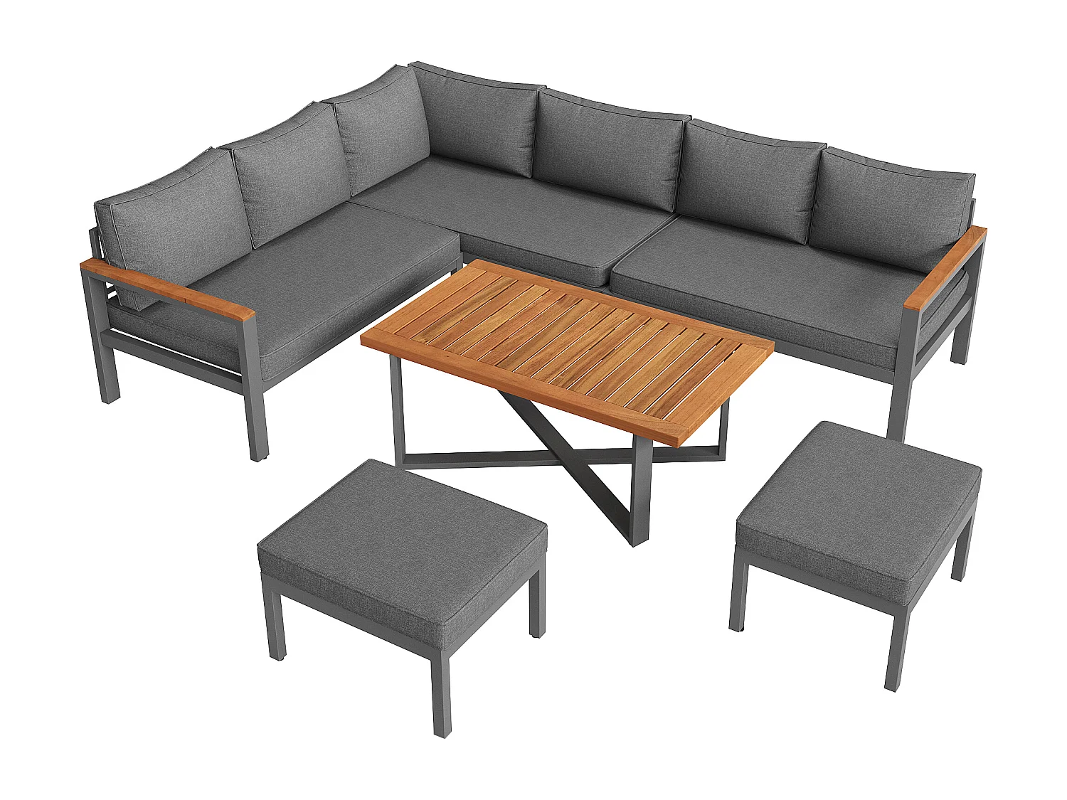 Salon de jardin pour 7-8 personnes, ensemble de meubles de jardin moderne, ensemble de meubles de jardin avec structure en fer galvanisé