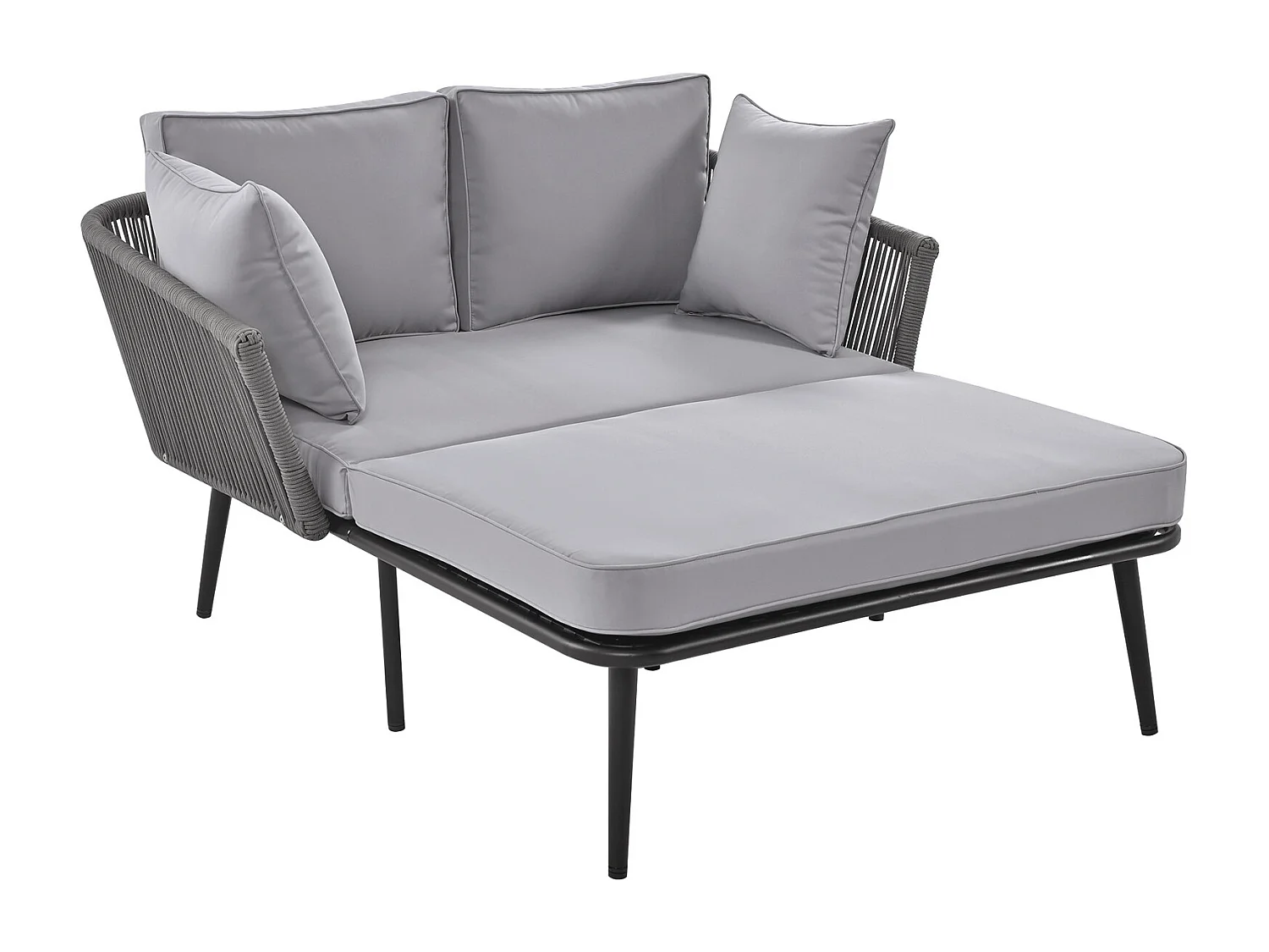 Canapé de jardin avec coussins, chaise longue d'extérieur, salon de jardin, ensemble de meubles de balcon, meubles de salon, meubles de patio, gris