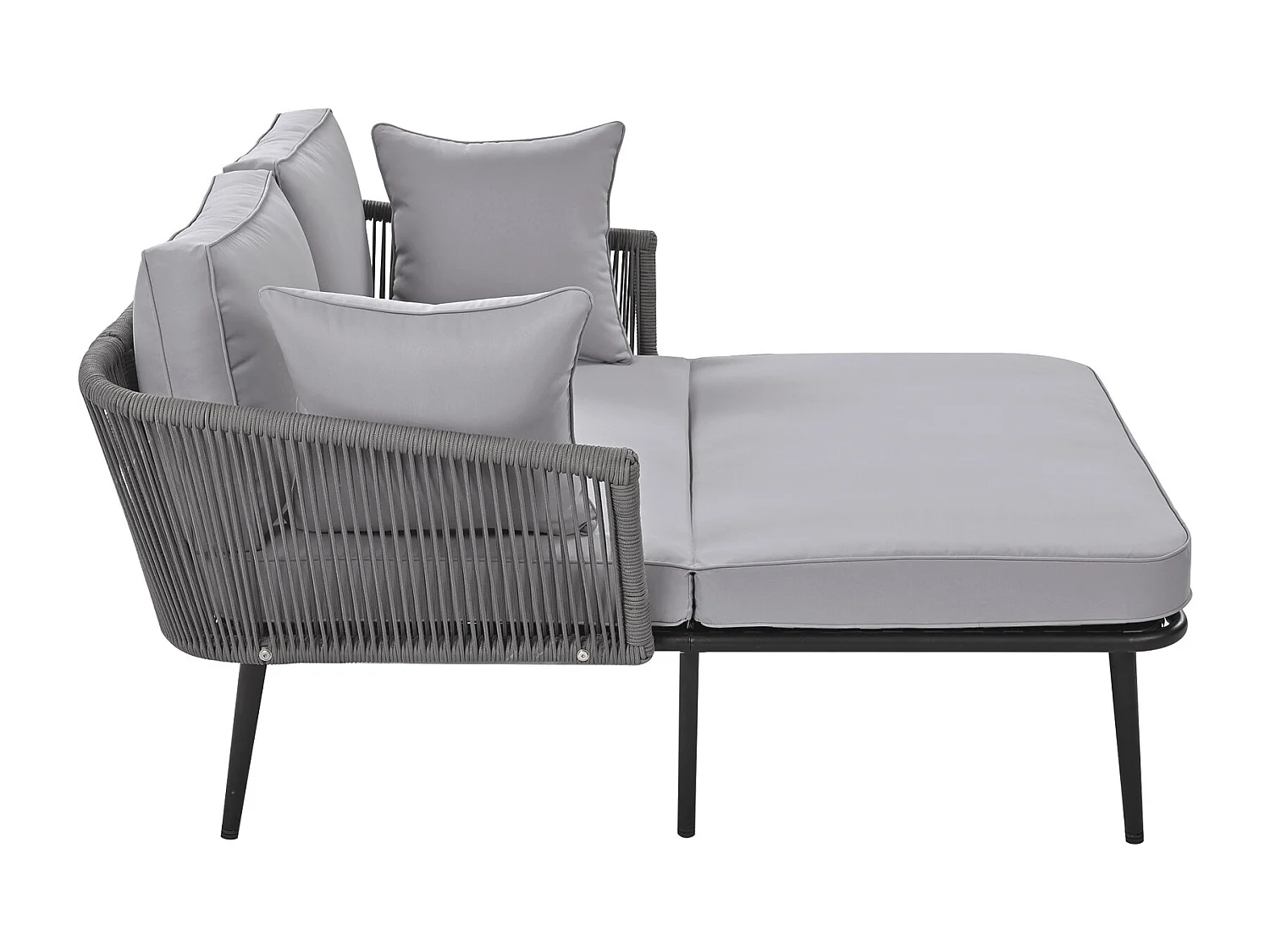 Canapé de jardin avec coussins, chaise longue d'extérieur, salon de jardin, ensemble de meubles de balcon, meubles de salon, meubles de patio, gris