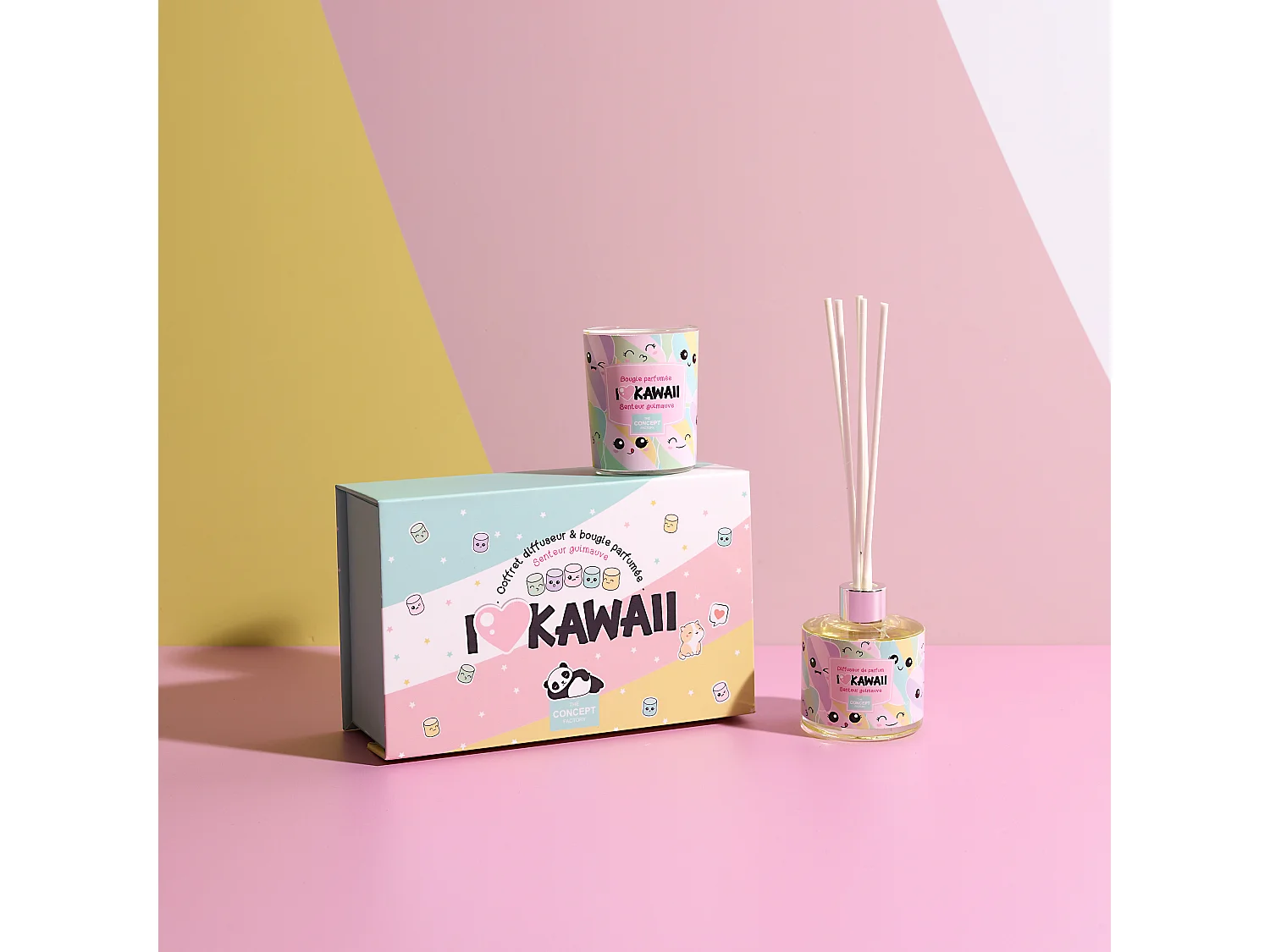 Bougie Parfumee Et Diffuseur Coffret Kawaii Multicolore
