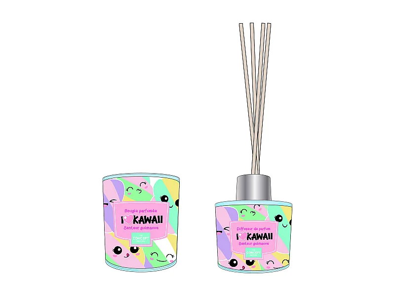 Bougie Parfumee Et Diffuseur Coffret Kawaii Multicolore