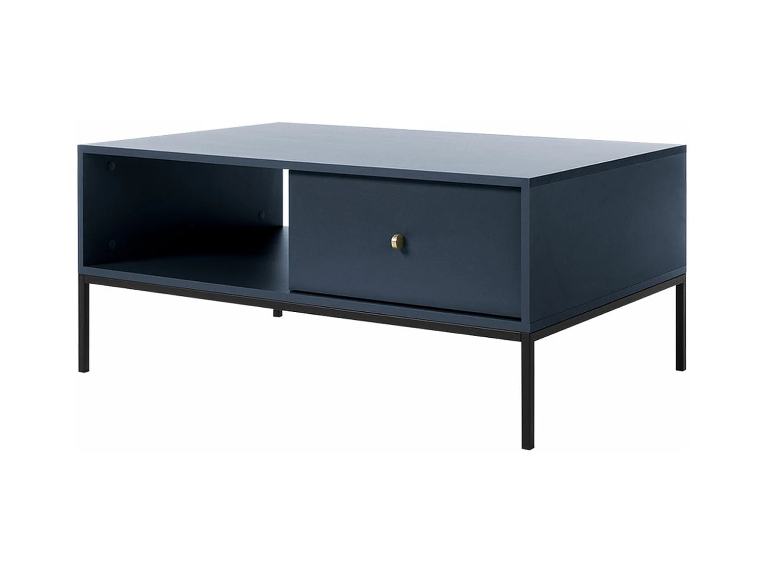 Table basse - 104x68 cm - marine avec pieds dorés - VELLORE