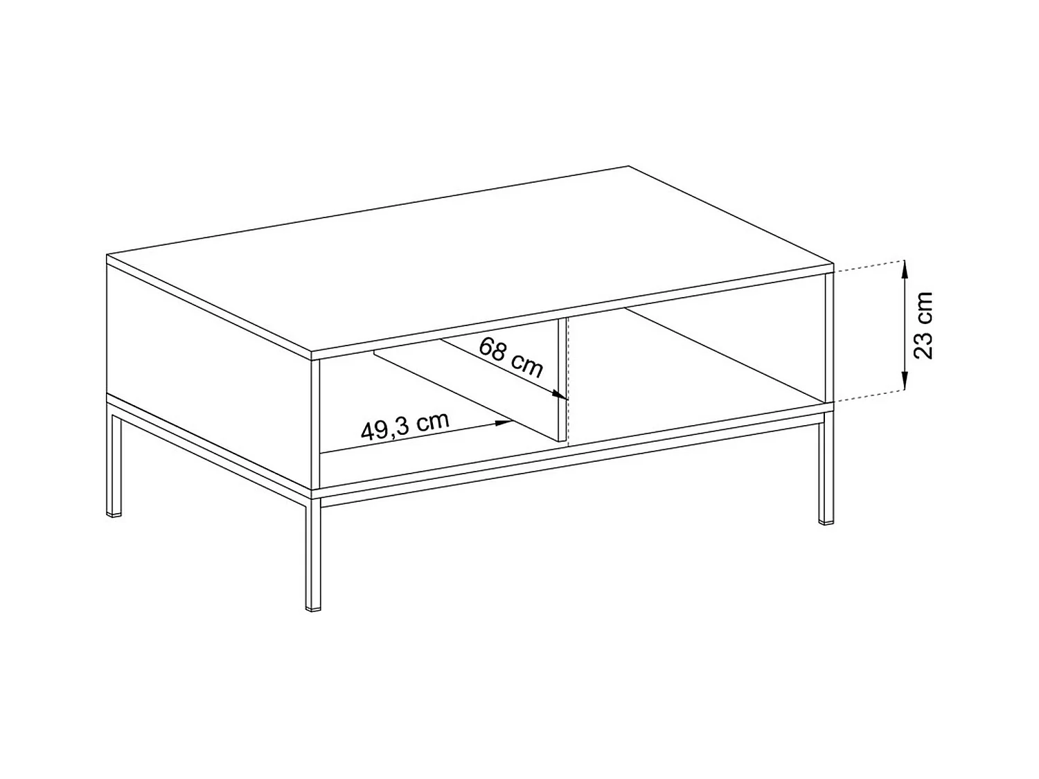 Table basse - 104x68 cm - marine avec pieds dorés - VELLORE