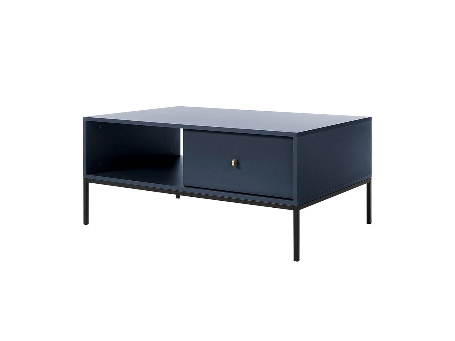 Table basse - 104x68 cm - marine avec pieds dorés - VELLORE