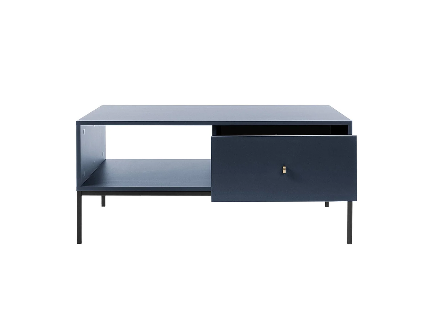 Table basse - 104x68 cm - marine avec pieds dorés - VELLORE
