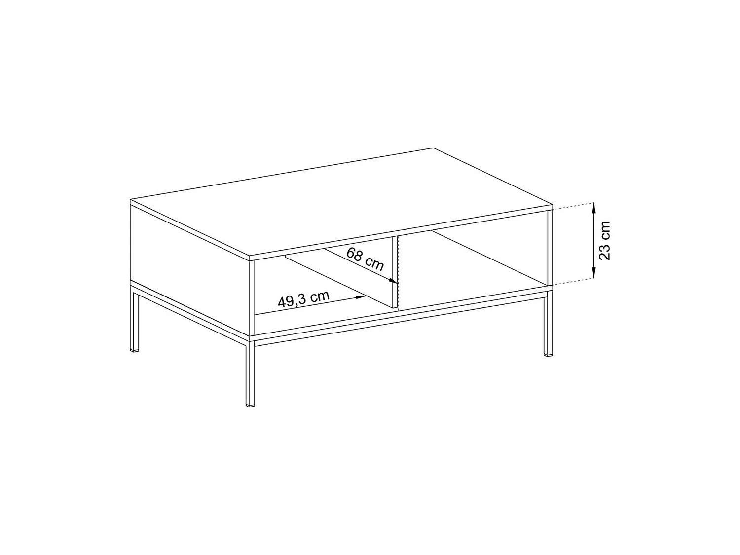 Table basse - 104x68 cm - marine avec pieds dorés - VELLORE