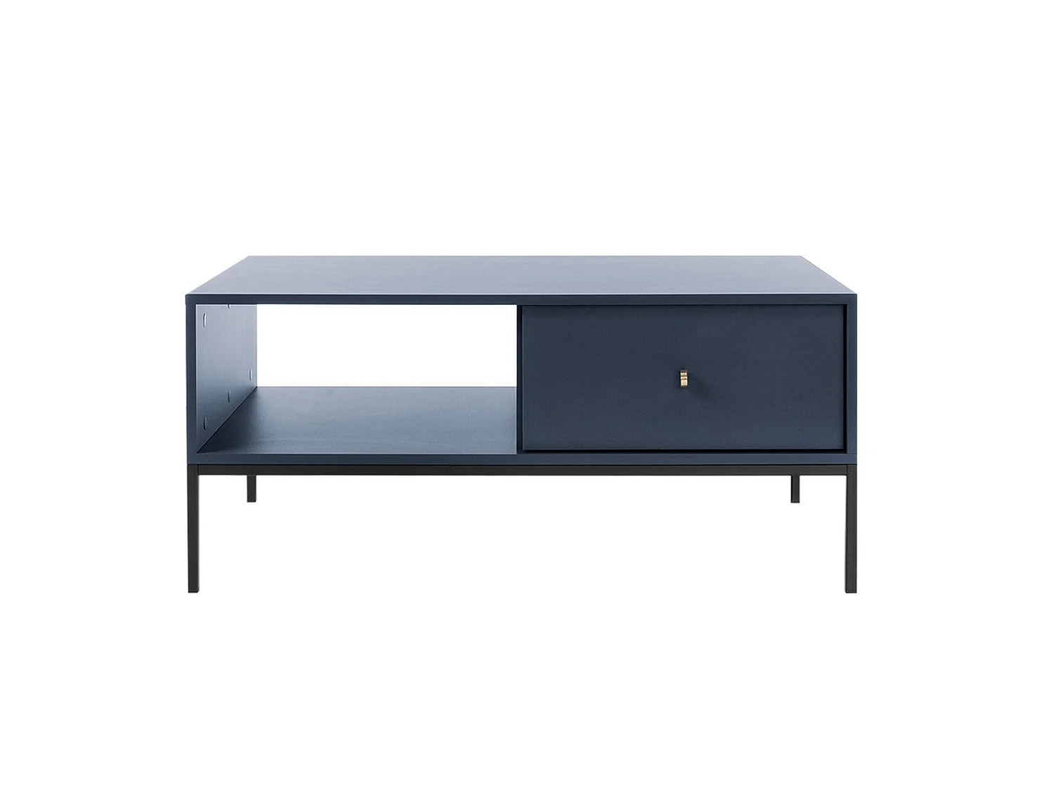 Table basse - 104x68 cm - marine avec pieds dorés - VELLORE