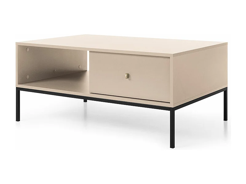 Table basse - 104x68 cm - beige avec pieds dorés - VELLORE