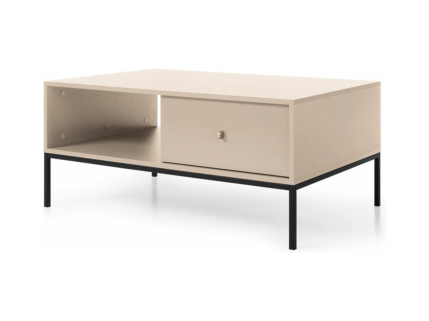 Table basse - 104x68 cm - beige avec pieds dorés - VELLORE