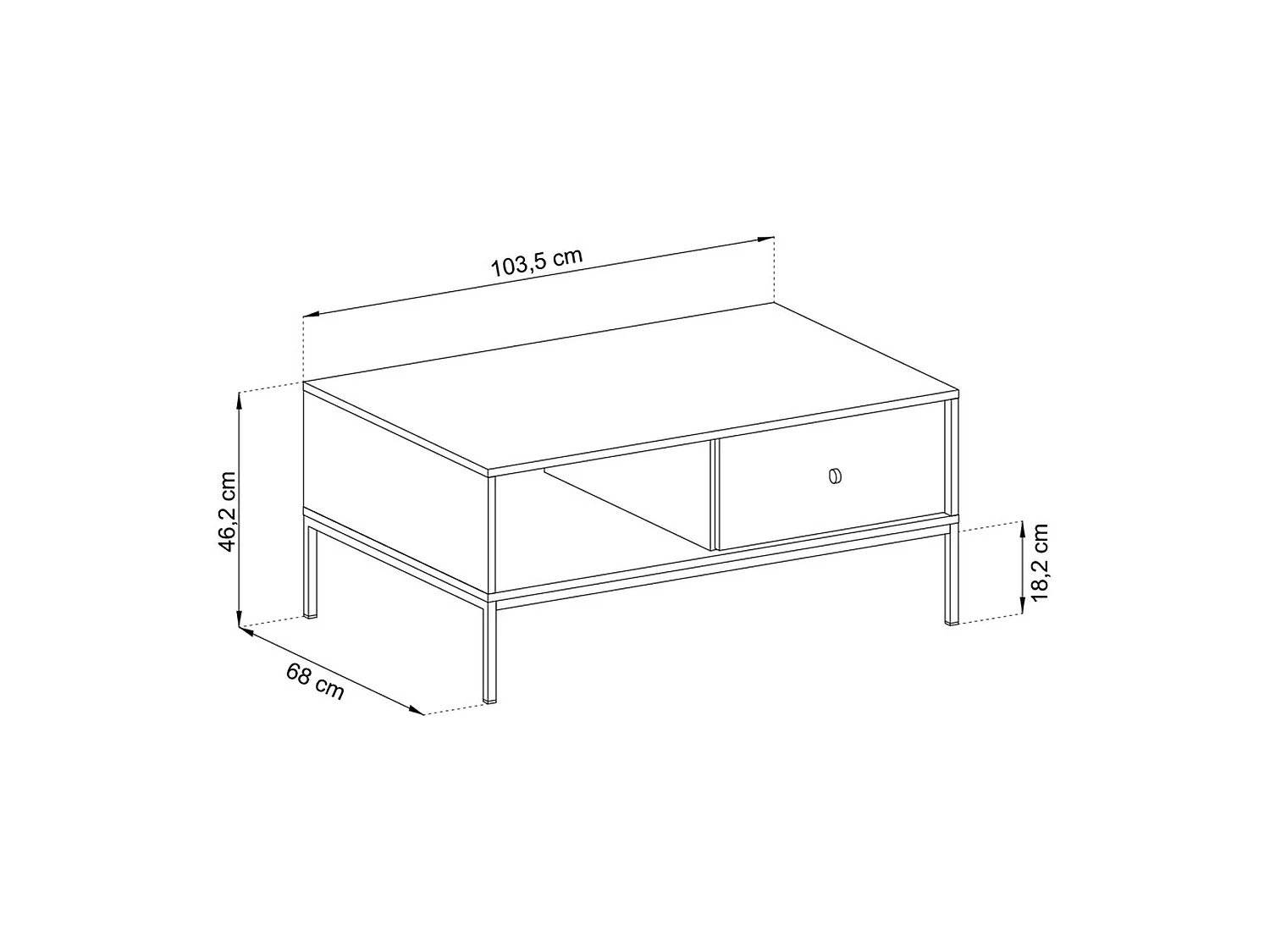 Table basse - 104x68 cm - beige avec pieds dorés - VELLORE