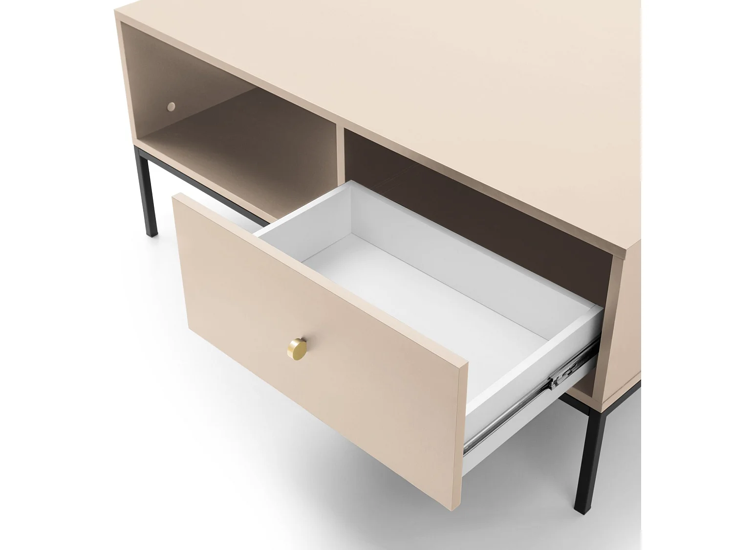 Table basse - 104x68 cm - beige avec pieds dorés - VELLORE