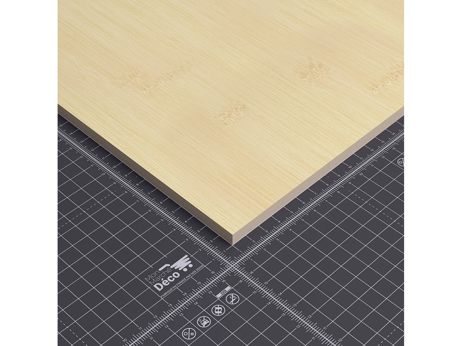 Panneau MDF Plaqué - Bambou - 60 x 60 cm