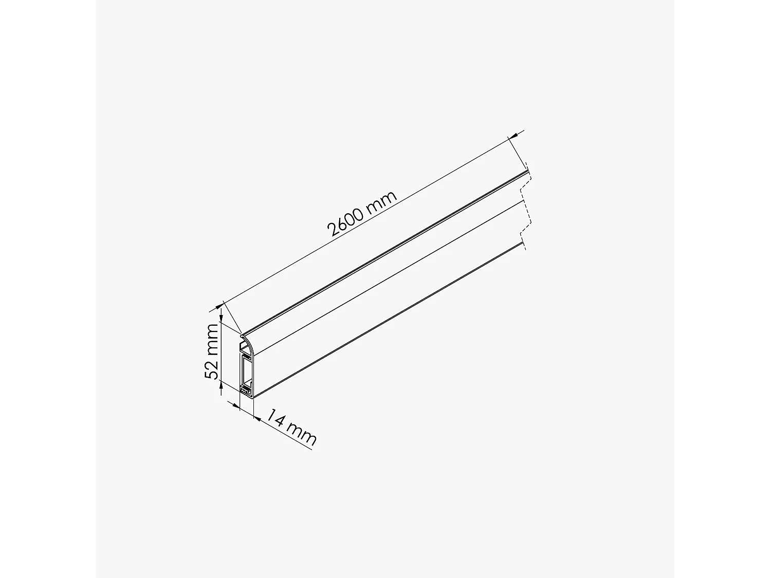 Plinthe Passe-Câble PVC 50 mm - Blanc - 2.60 m, Lot de 5